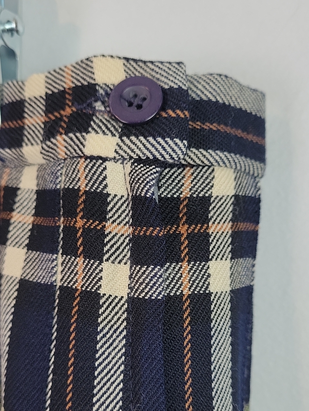 Vintage Pendleton plaid schoolgirl wool skirt navy blue yellow white 18 - Picture 2 of 6